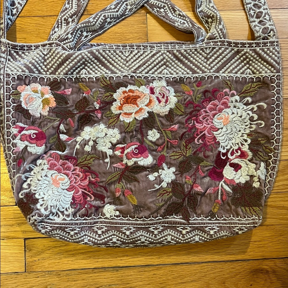 Free People Johnny Was Embroidered Floral Velvet Bag - Picture 2 of 4